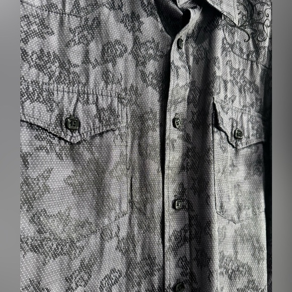 Enzo denim western button up shirt embroidered details square buttons flawed - Picture 2 of 9